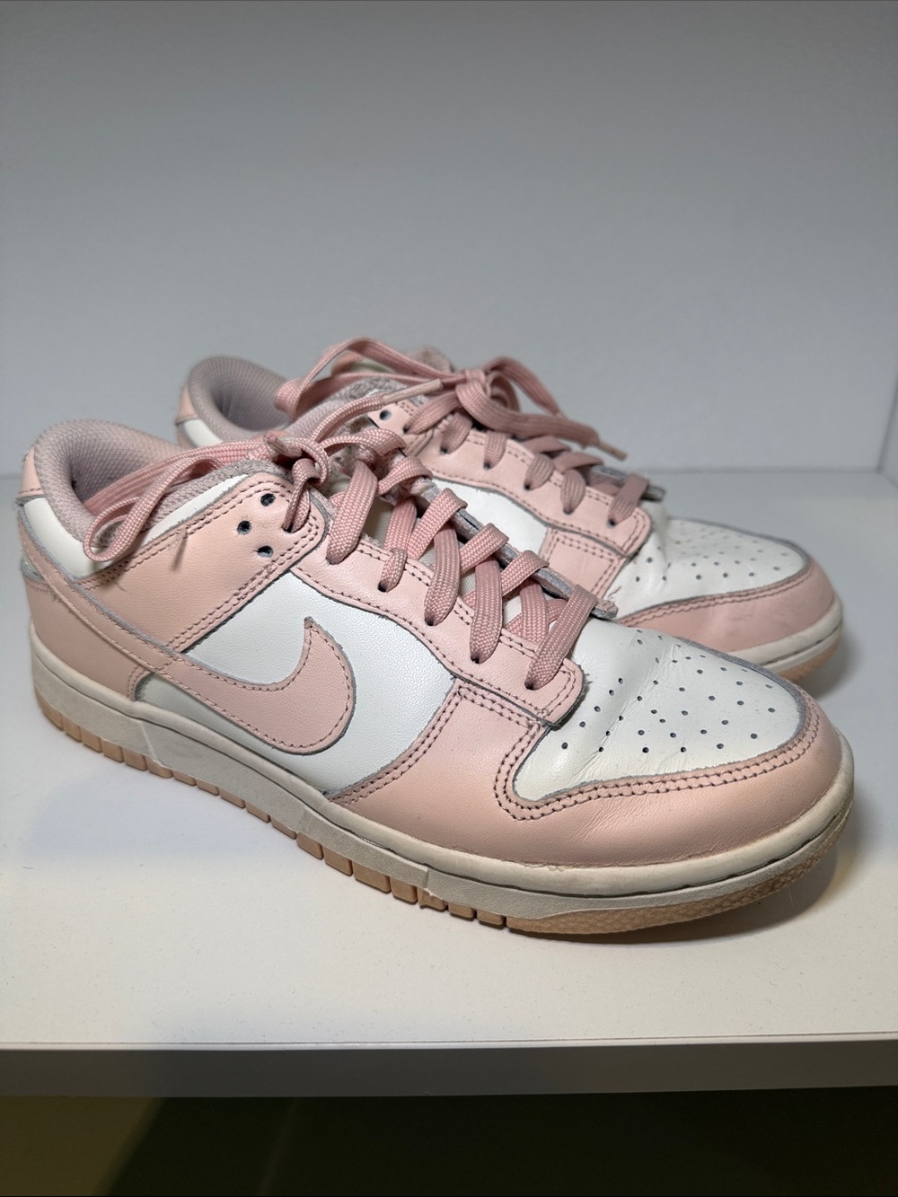 Nike Women’s Low-Top White and Light Pink Sneakers